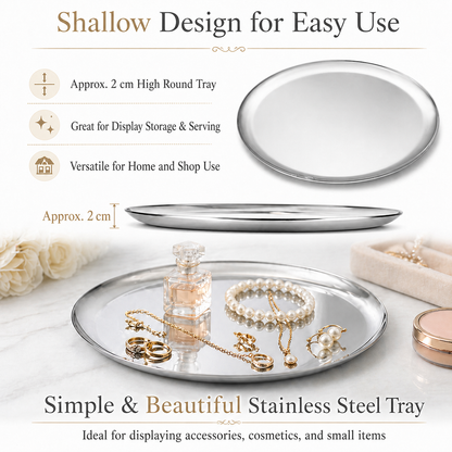 IMEEA 11inch /28cm Round Stainless Steel Display Tray