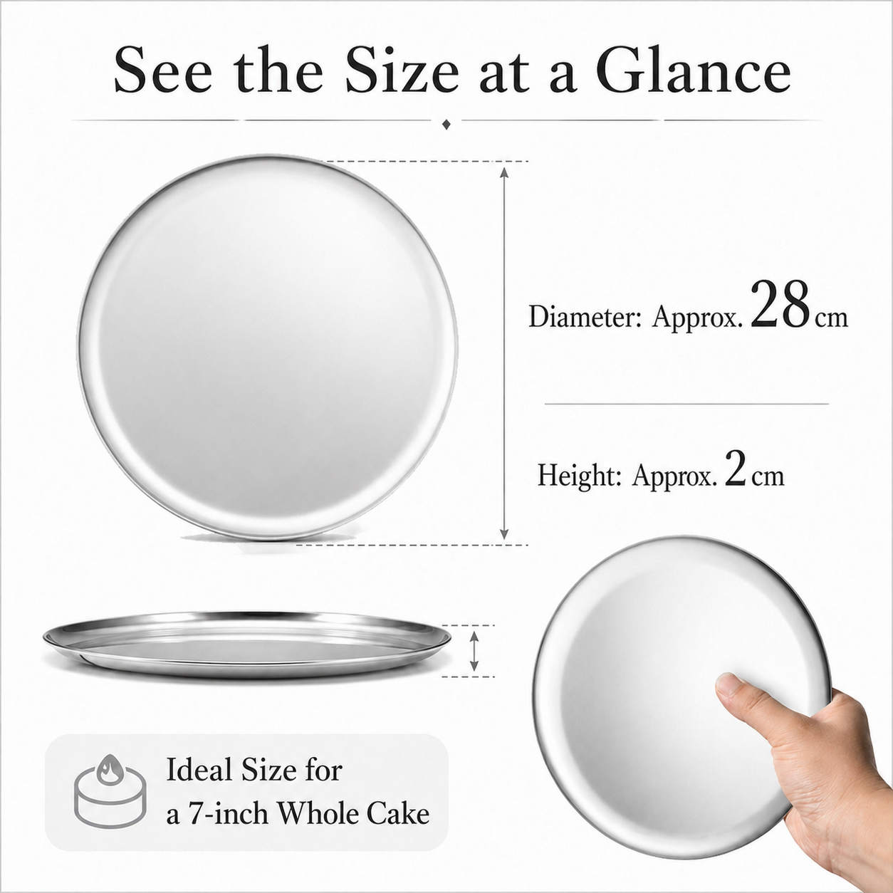 IMEEA 11inch /28cm Round Stainless Steel Display Tray