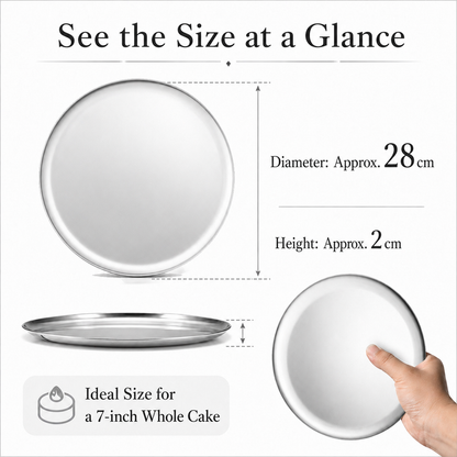 IMEEA 11inch /28cm Round Stainless Steel Display Tray