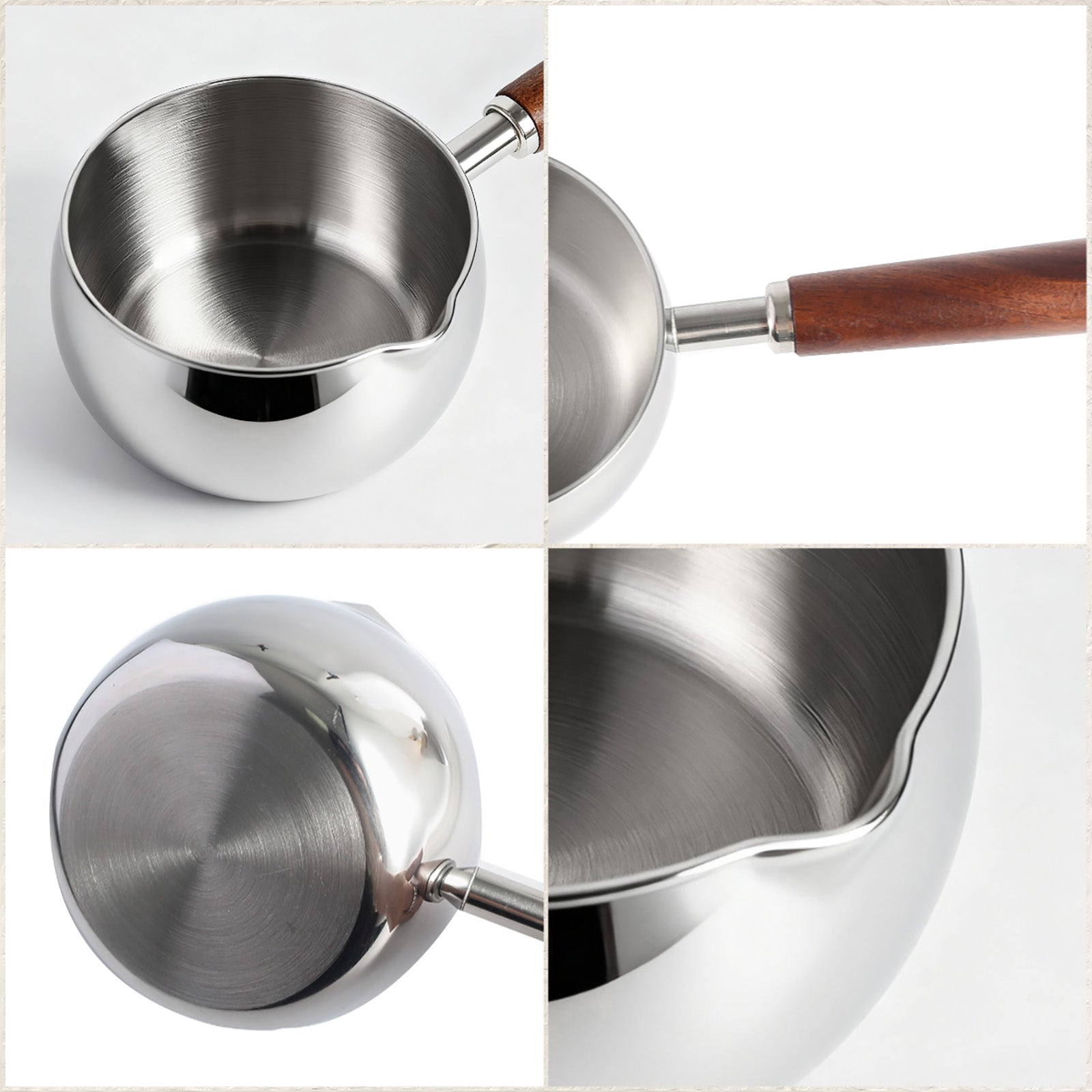 Close-up of IMEEA mini butter warmer showing thick, high-quality 3-layer stainless steel construction