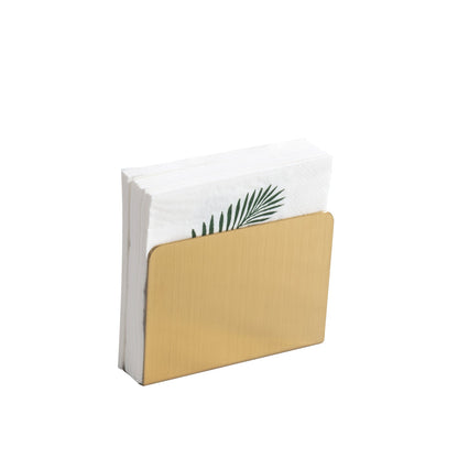 IMEEA gold stainless steel cocktail napkin holder filled with 5 x 5 inch beverage napkins