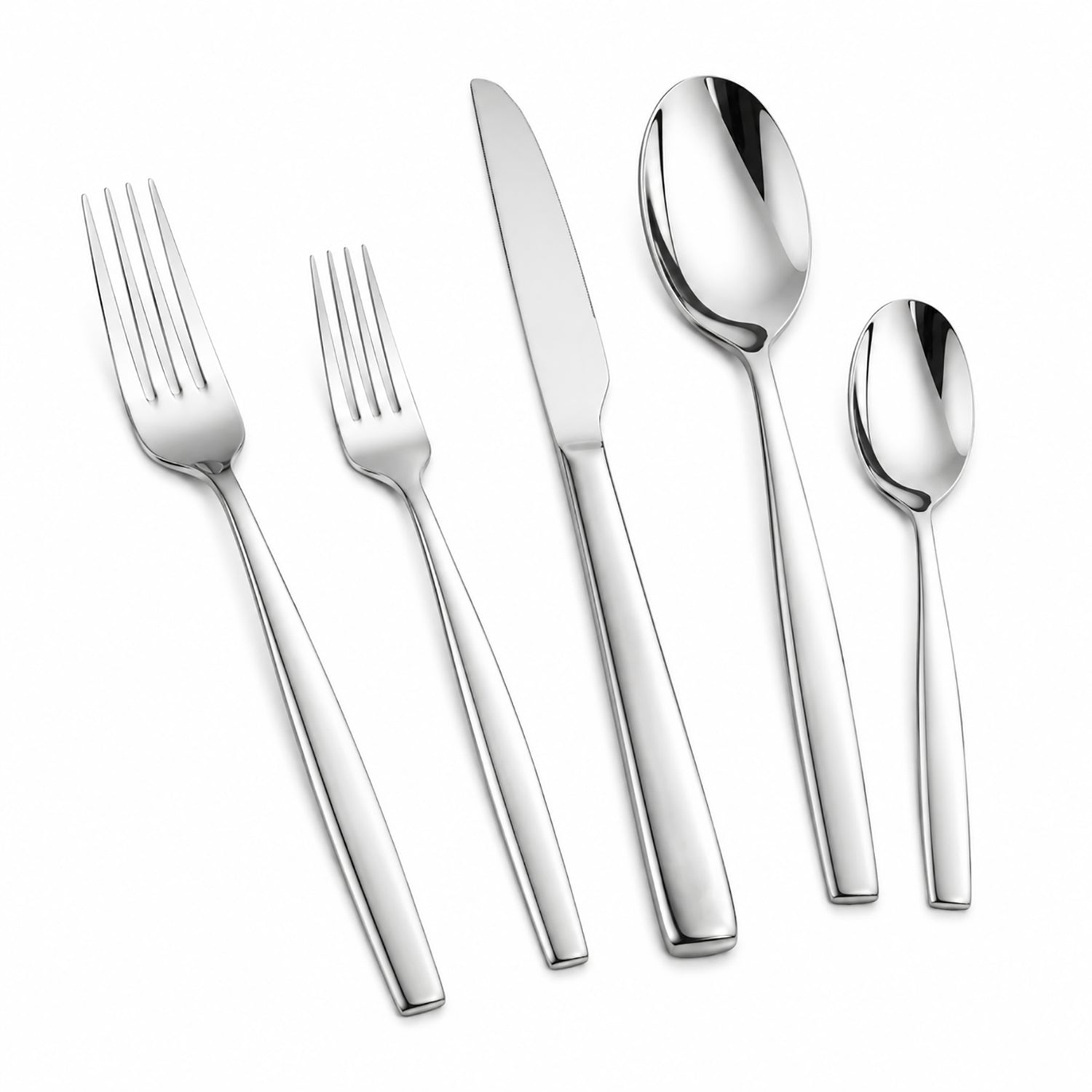 IMEEA Elegant Curved Handle Flatware Set with 5 Pieces of SUS304 Stainless Steel 