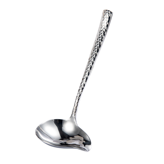 IMEEA 7.5 Inch Small Ladle with Spout Hammered 18/10 Stainless Steel Sauce Ladle Gravy Ladle Drizzle Spoon for Salad Dressing (Silver)