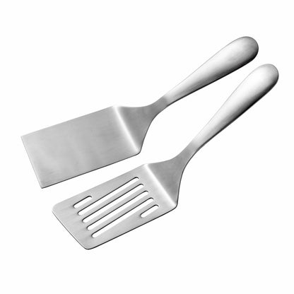 IMEEA Metal Spatulas Set SUS304 Stainless Steel Griddle Spatula Slotted Hamburger Turner Flat Top Grill Spatula for Cooking 10-Inch