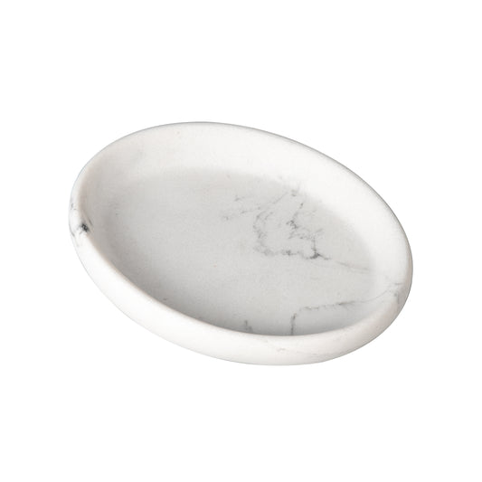 IMEEA Soap Dish Marble Look Resin Soap Tray Oval Soap Holder Sponge Hand Soap Dish Holder for Bathroom Shower Kitchen Sink Counter