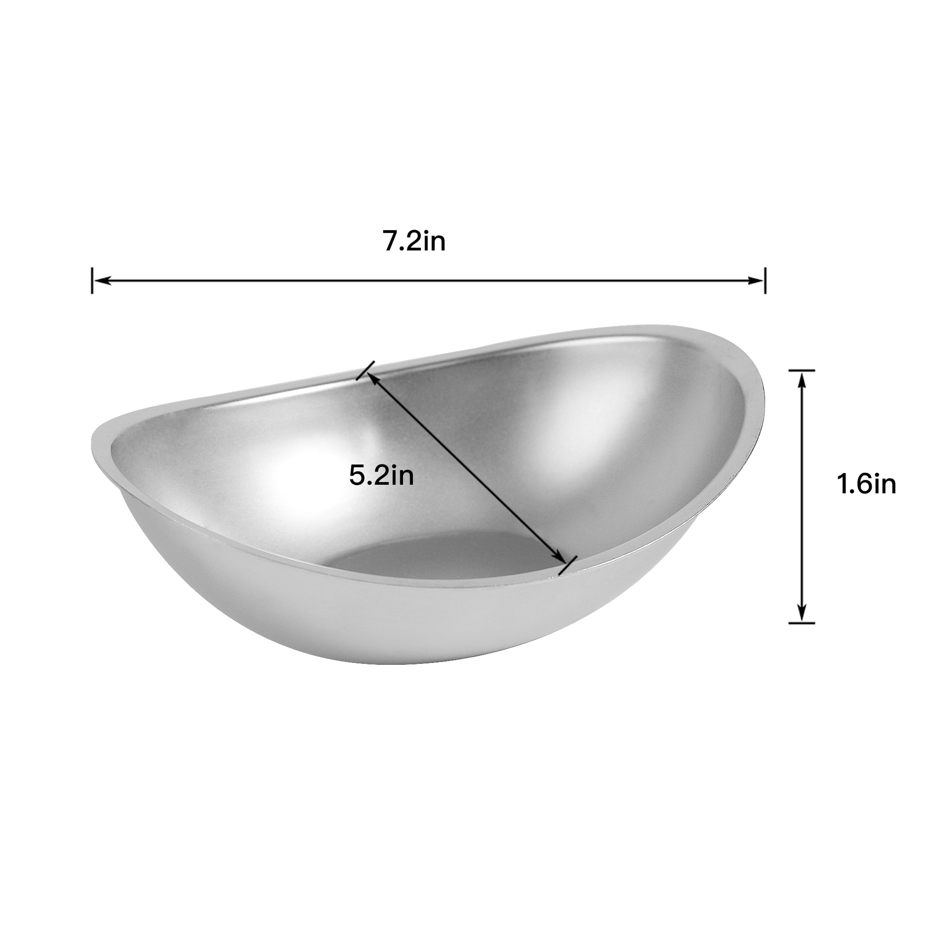 IMEEA SUS304 Stainless Steel Dipping Bowl, Oval Serving Bowl, 7.2-Inch Length × 5.2-Inch Width × 1.6-Inch Height
