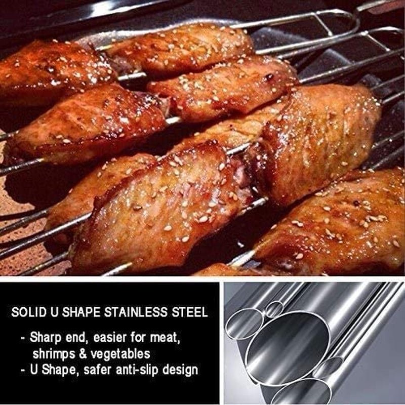 IMEEA U-Shaped Double Pronged Skewers with stainless steel prongs for secure food holding