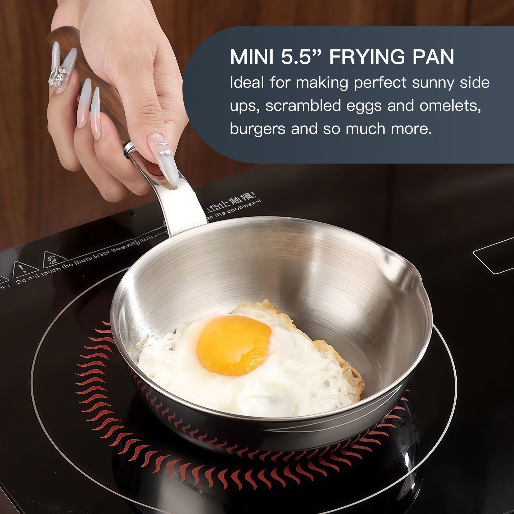 Mini Egg Pan for Gas and Induction Cooktops – Sleek and Easy to Clean
