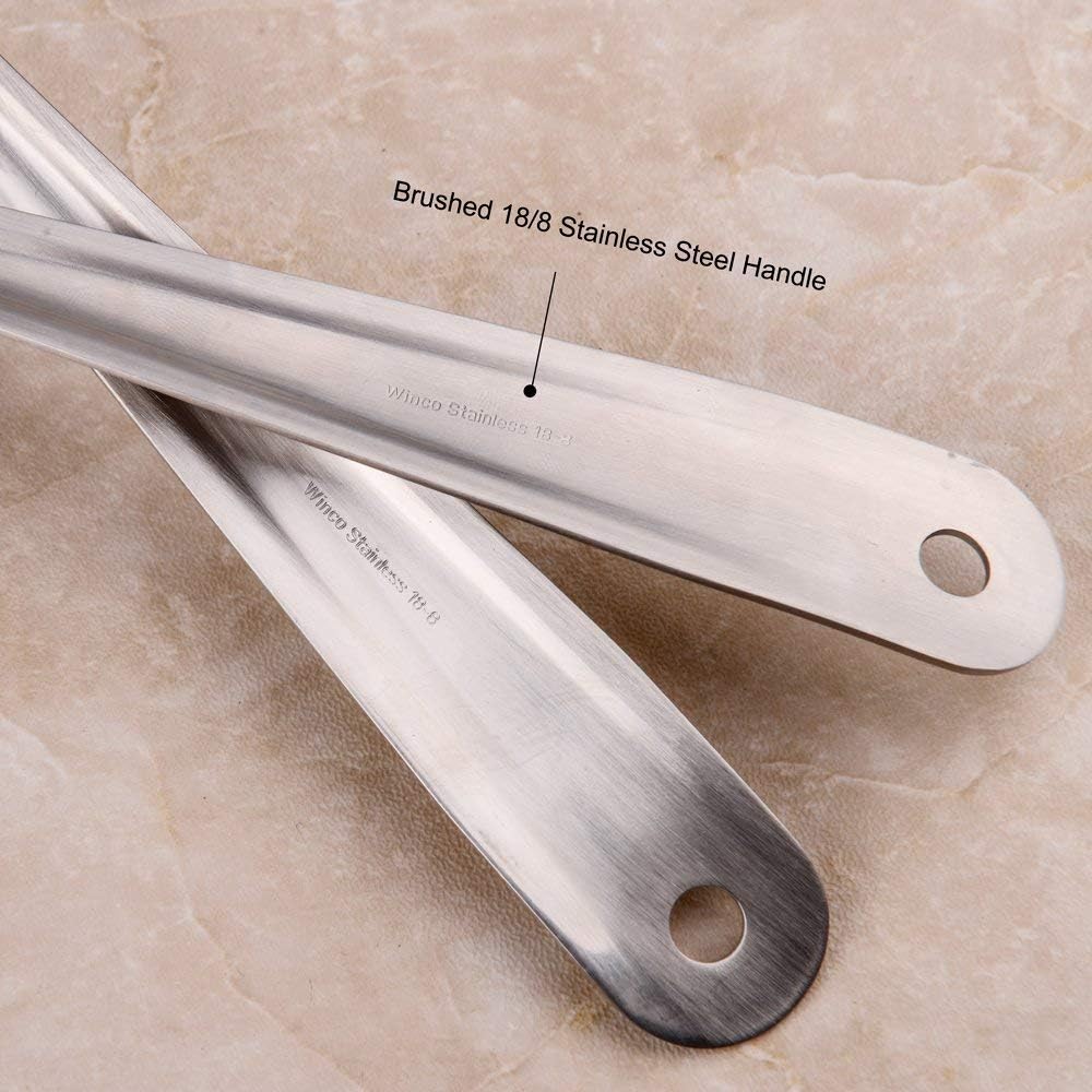 Handle End Close-Up of IMEEA Stainless Steel Serving Spoon with 18/8 stamp detail