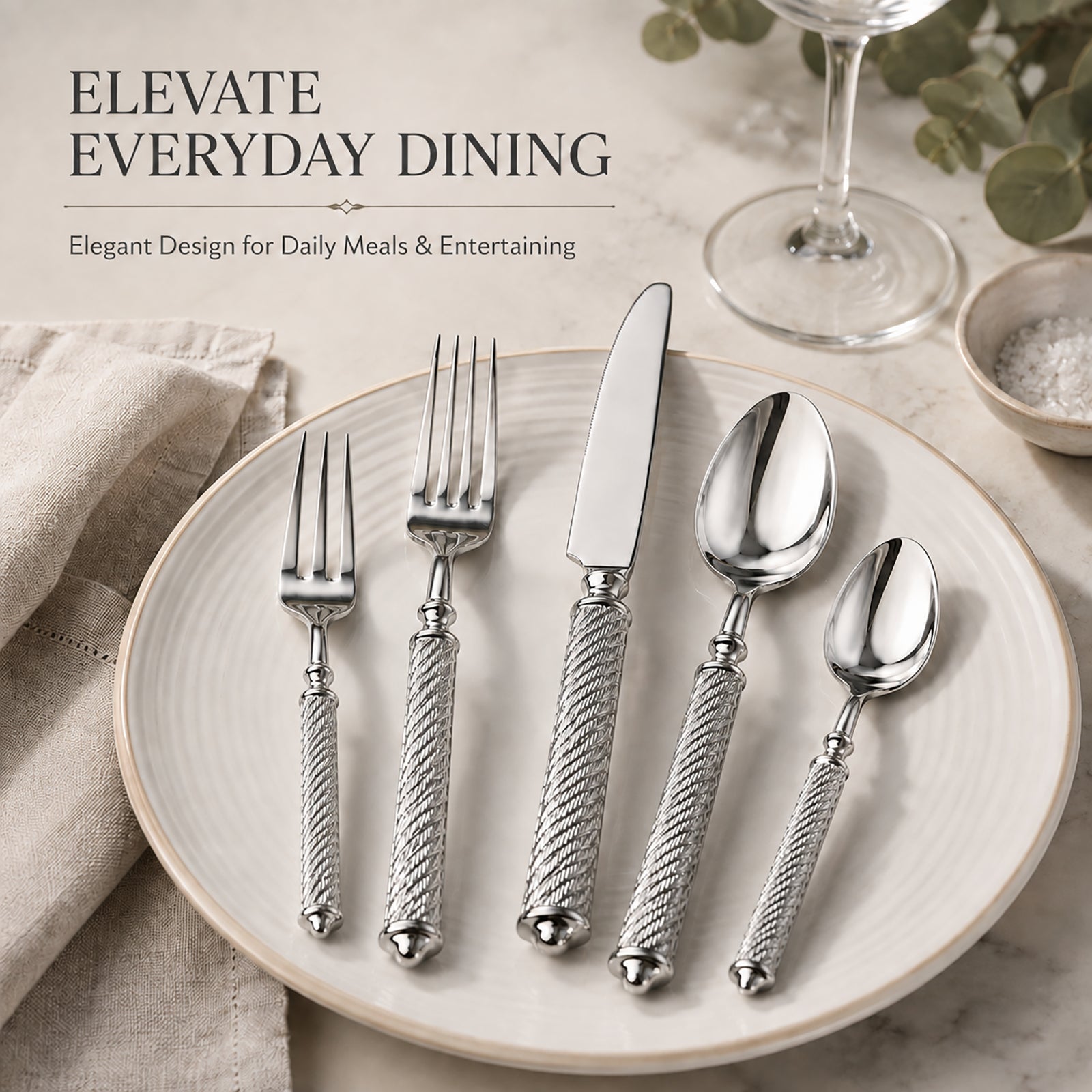 Cambridge Textured Flatware Set Featuring Durable SUS304 Stainless Steel Design and Refined Daily Dining Experience