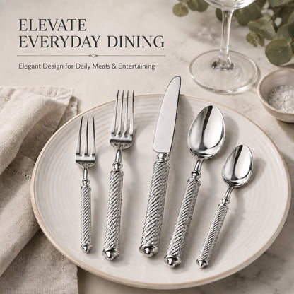 Cambridge Textured Flatware Set Featuring Durable SUS304 Stainless Steel Design and Refined Daily Dining Experience