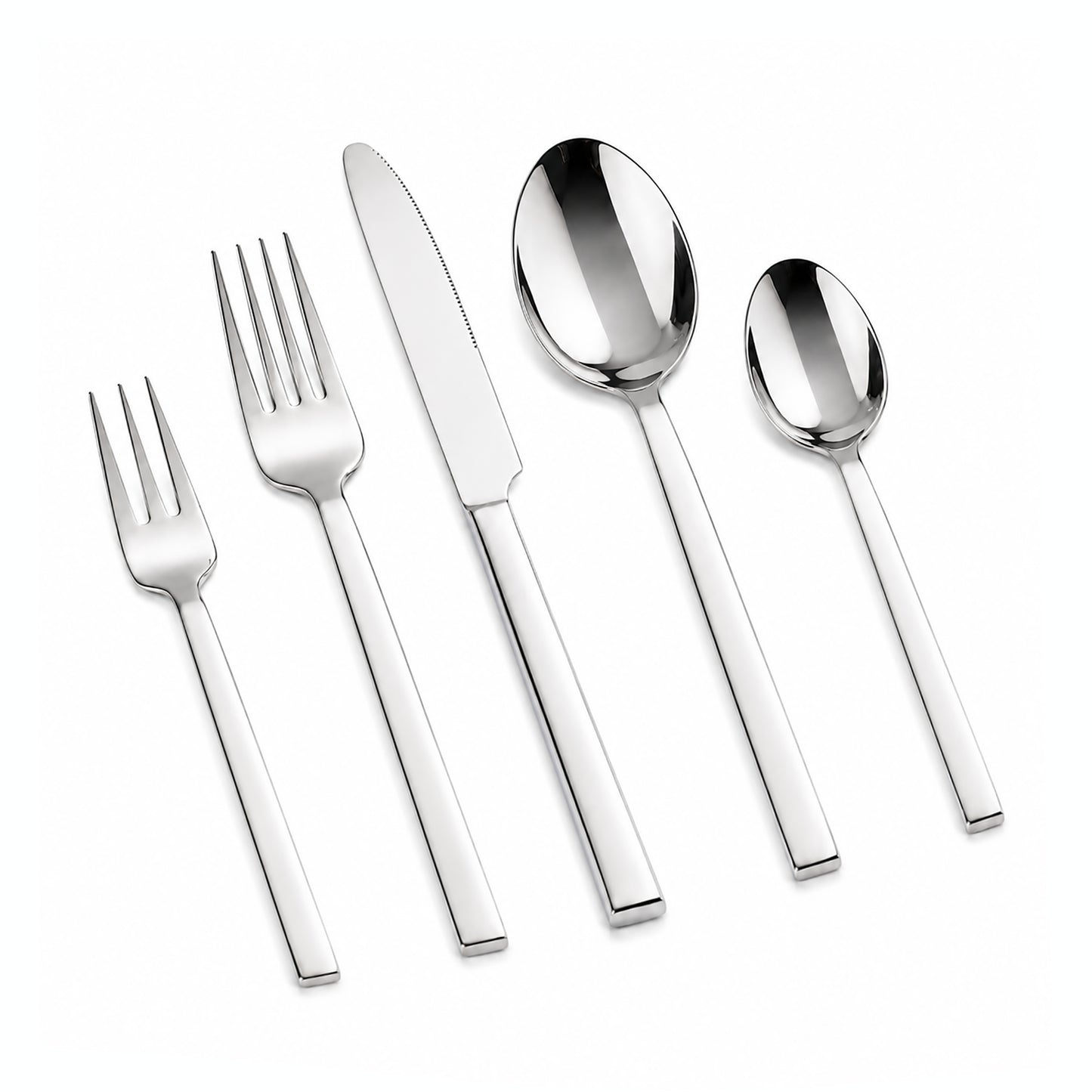 IMEEA SUS304 Stainless Steel Flatware Set featuring a solid square handle design and balanced feel
