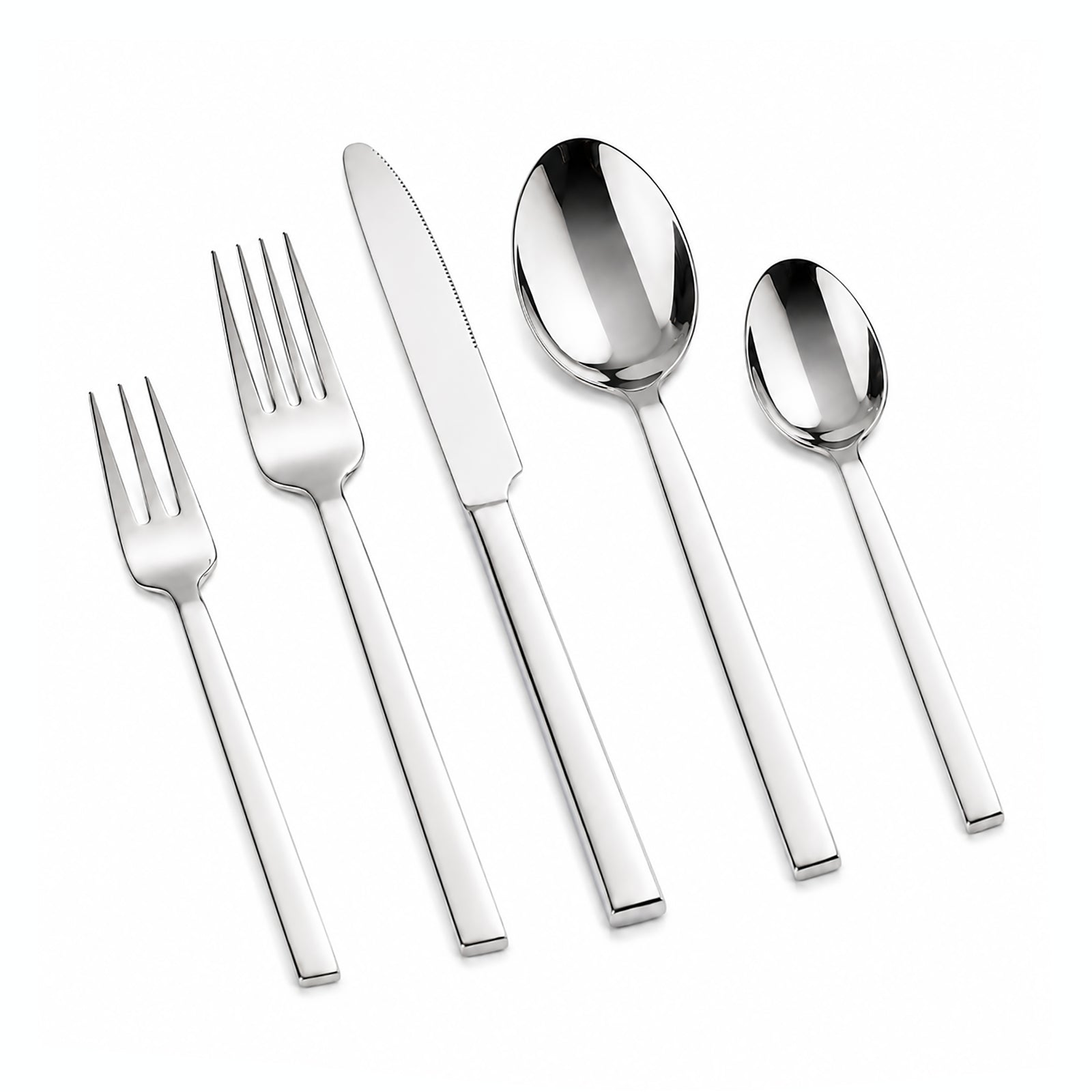 IMEEA SUS304 Stainless Steel Flatware Set featuring a solid square handle design and balanced feel