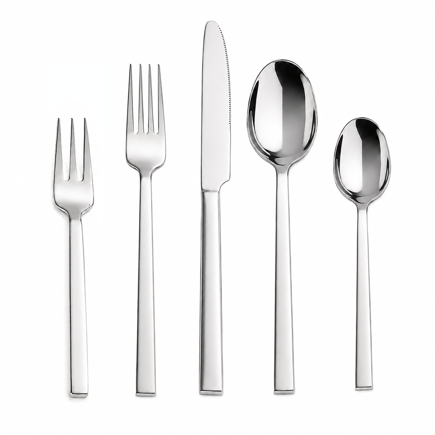 IMEEA Modern Flatware Set with SUS304 Stainless Steel Construction and Comfortable Square Handles