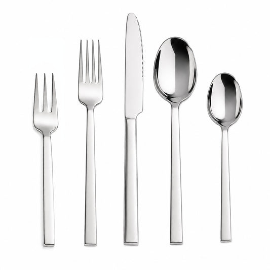 IMEEA Modern Flatware Set with SUS304 Stainless Steel Construction and Comfortable Square Handles