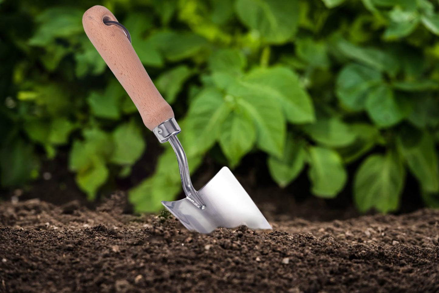 Garden Hand Shovel inserted into soil for various gardening tasks