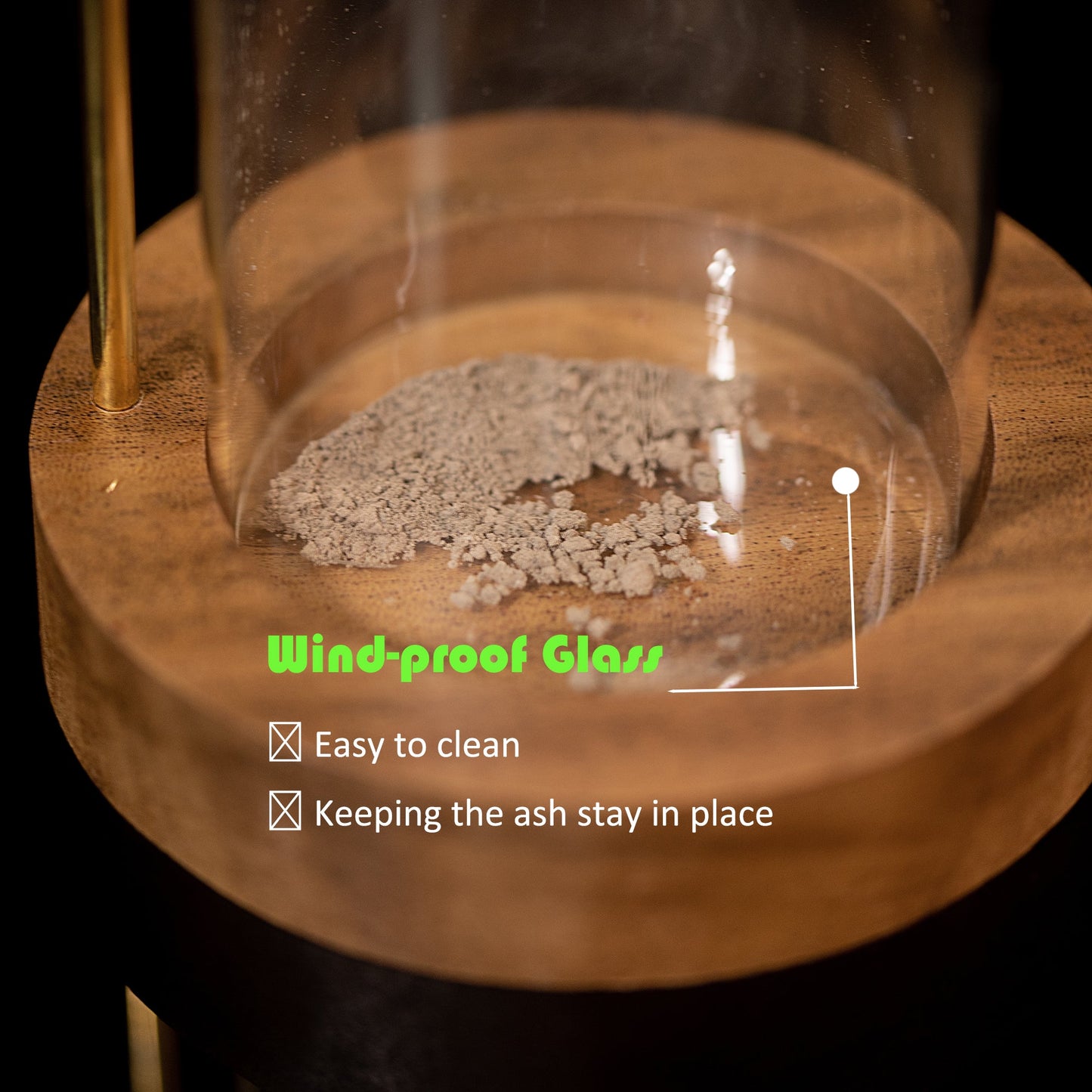 Glass Ash Catcher bottom detail showcasing the removable design for convenient ash disposal and cleaning