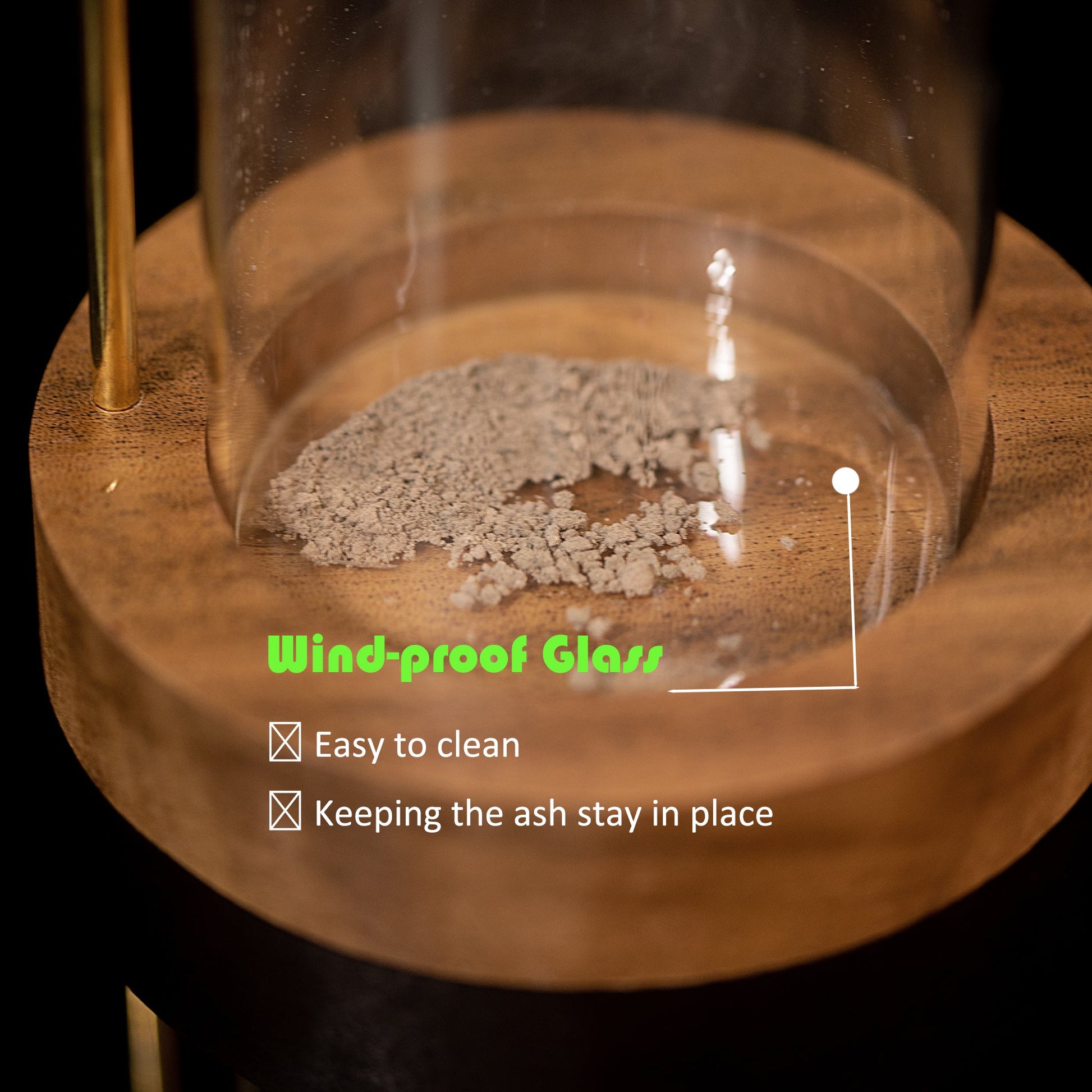 Glass Ash Catcher bottom detail showcasing the removable design for convenient ash disposal and cleaning