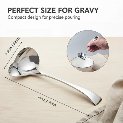 Small Gravy Ladle 18/10 Stainless Steel Soup Ladle, 7-Inch Length, 3-Inch Width