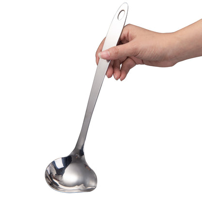 IMEEA Stainless Steel Gravy Ladle with Spout, 11.6-inch Serving Ladle held in hand