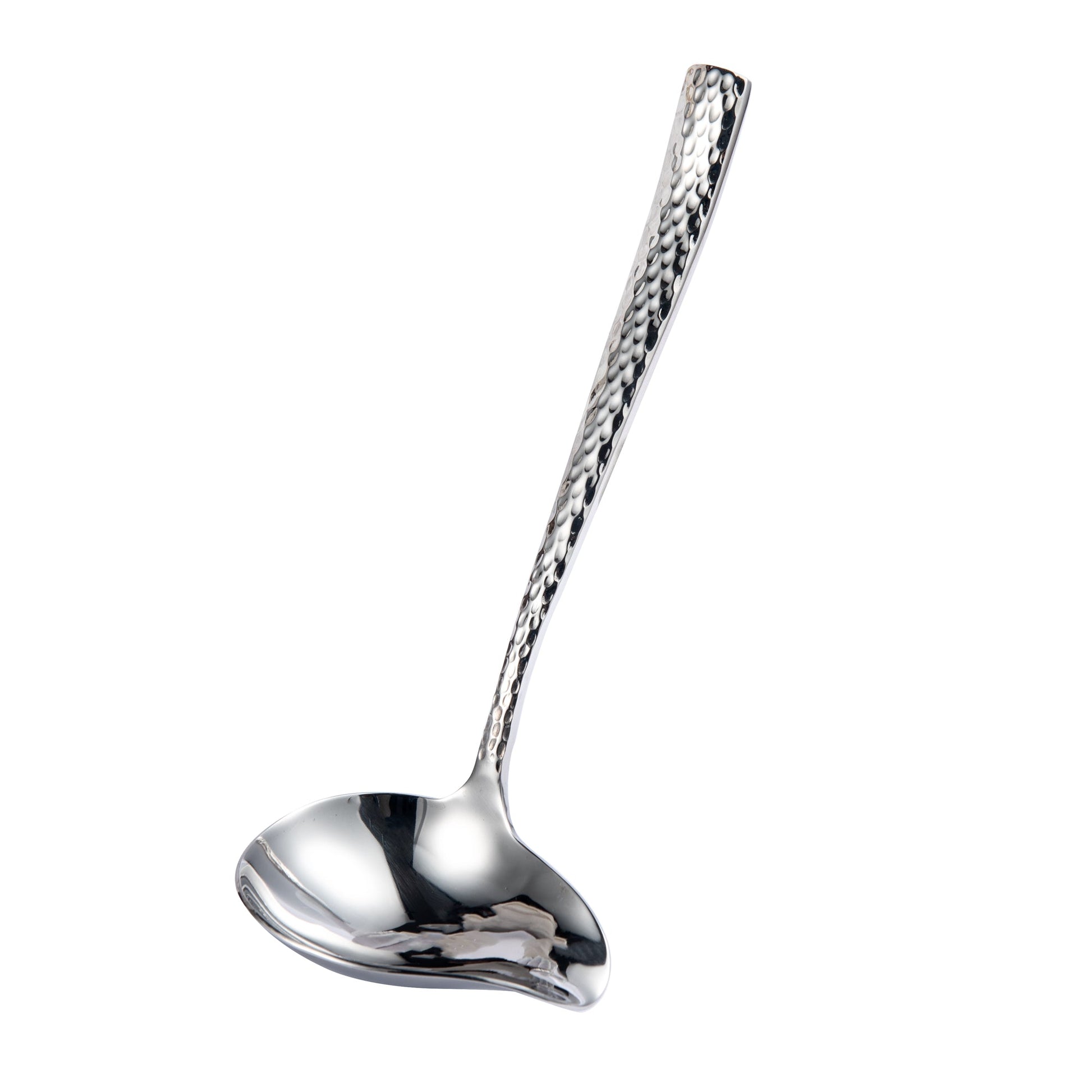 IMEEA hammered stainless steel sauce ladle with pour spout, 7.5-inch gravy ladle for serving sauces