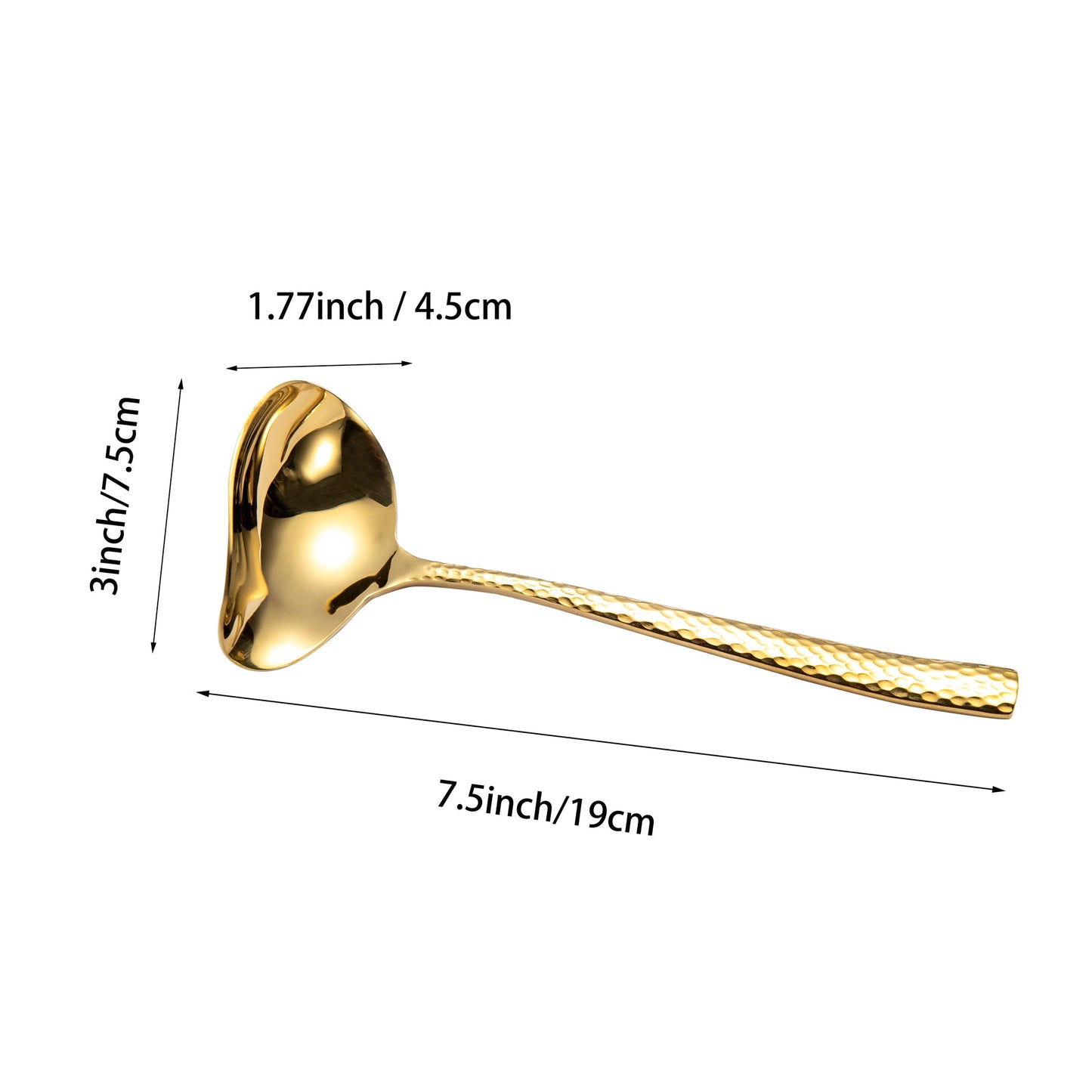 IMEEA glod stainless steel gravy ladle with 7.5-inch length and 3-inch bowl width