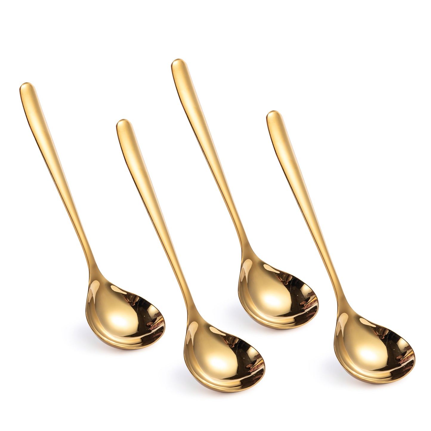IMEEA 4 Piece Gold Gravy Ladle Set made from stainless steel with smooth polished handles