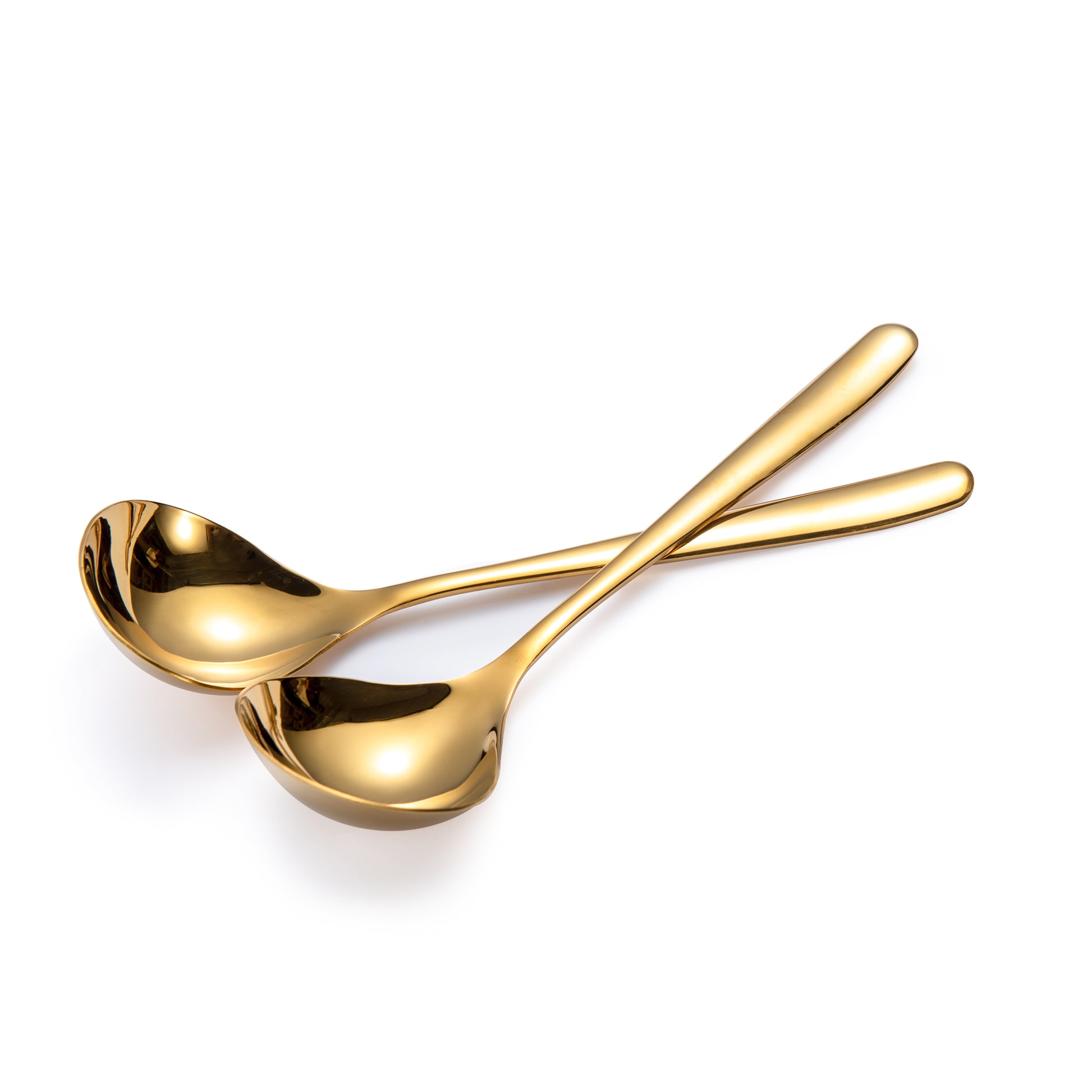 IMEEA Gold Sauce Ladles displayed together with smooth handles and glossy stainless steel surface