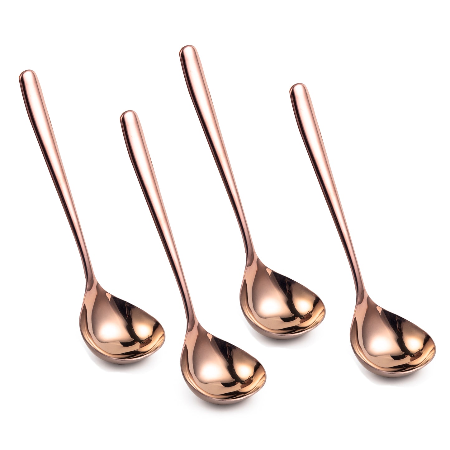 IMEEA Rose Gold Stainless Steel Gravy Ladle Set of 4 displayed together for everyday sauce and gravy serving