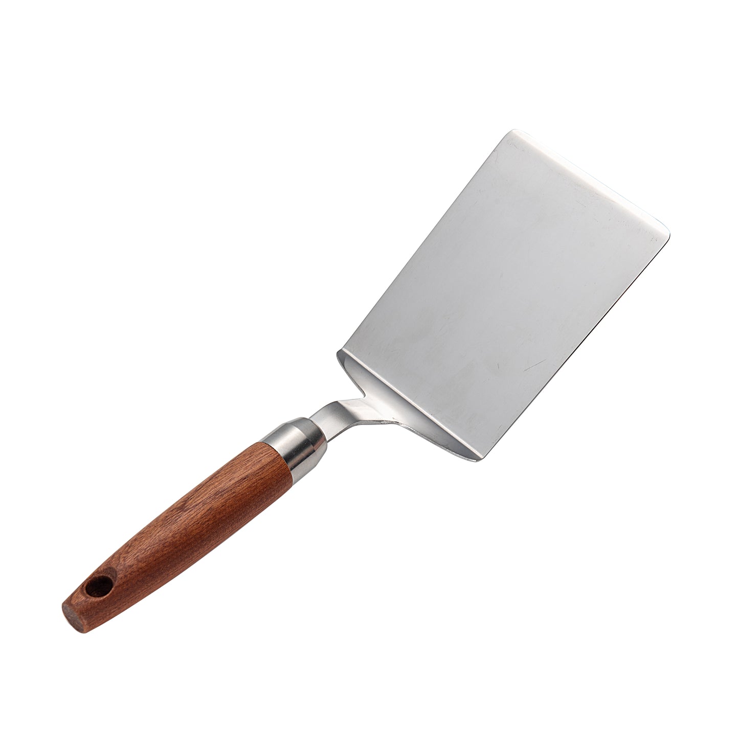 Comfort Grip Solid Stainless Steel Turner Spatula with Smooth Wood Handle Side View
