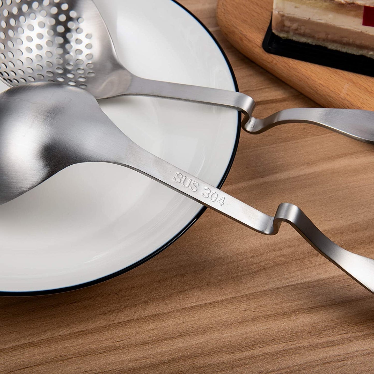 Hot Pot Ladle  showing engraved SUS304 mark on spoon handle near bowl edge