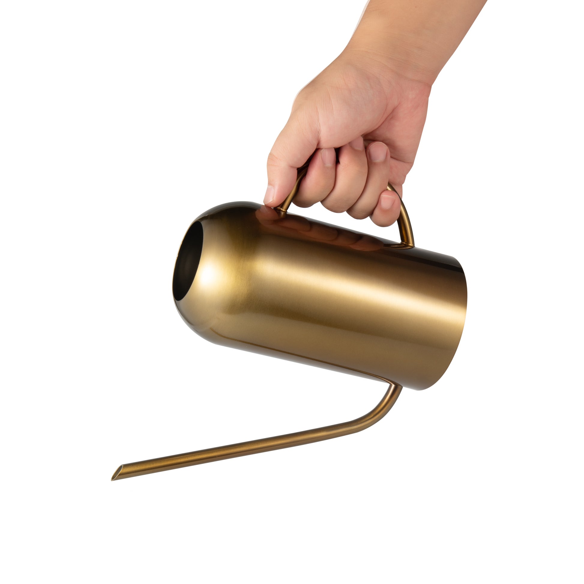 Compact Stainless Steel Indoor Watering Can held in hand