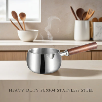 IMEEA mini butter warmer with cool-touch wooden handle for safe and comfortable grip