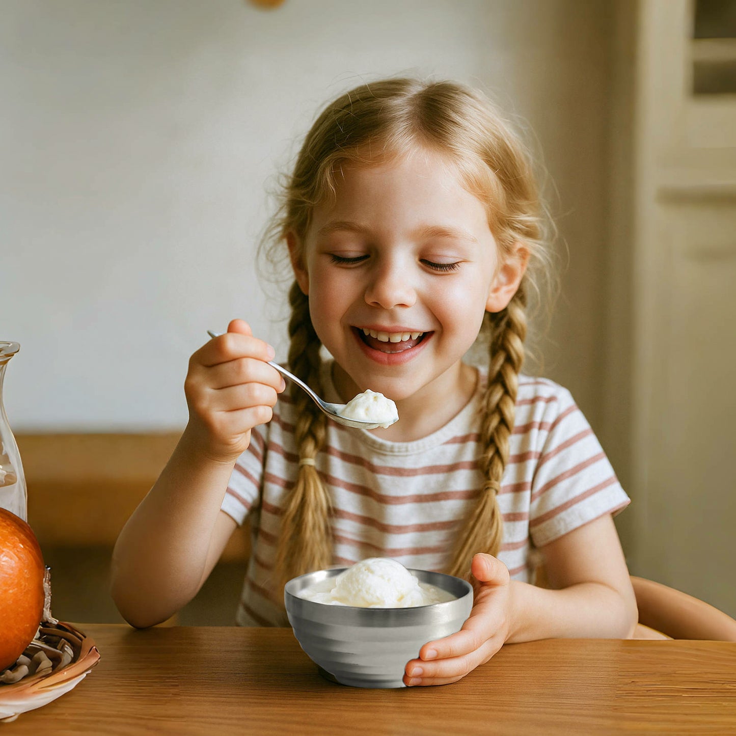 Double Wall Insulated SUS304 Stainless Steel Bowl for Ice Cream and Everyday Dining