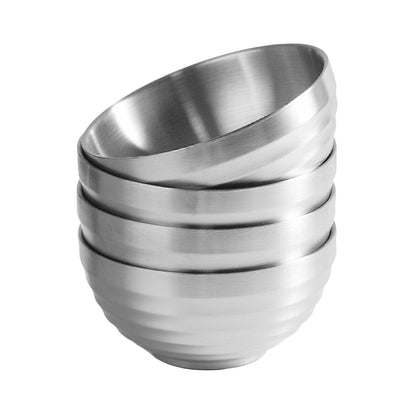 IMEEA Set of 4 Double Wall Insulated SUS304 Stainless Steel Bowls, 4.7-Inch Cereal Bowls for Soup and Ice Cream