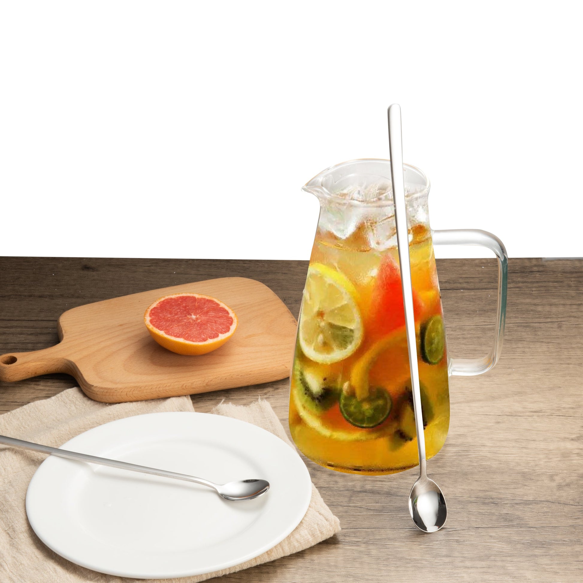 MEEA Extra Long Stirring Spoon with fruit tea for convenient beverage mixing