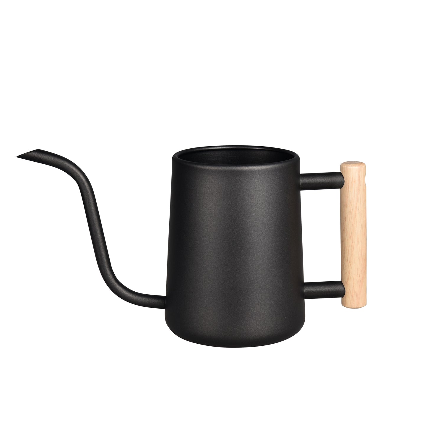 IMEEA Black Stainless Steel Plant Watering Pot 35oz with Long Spout and Wooden Handle