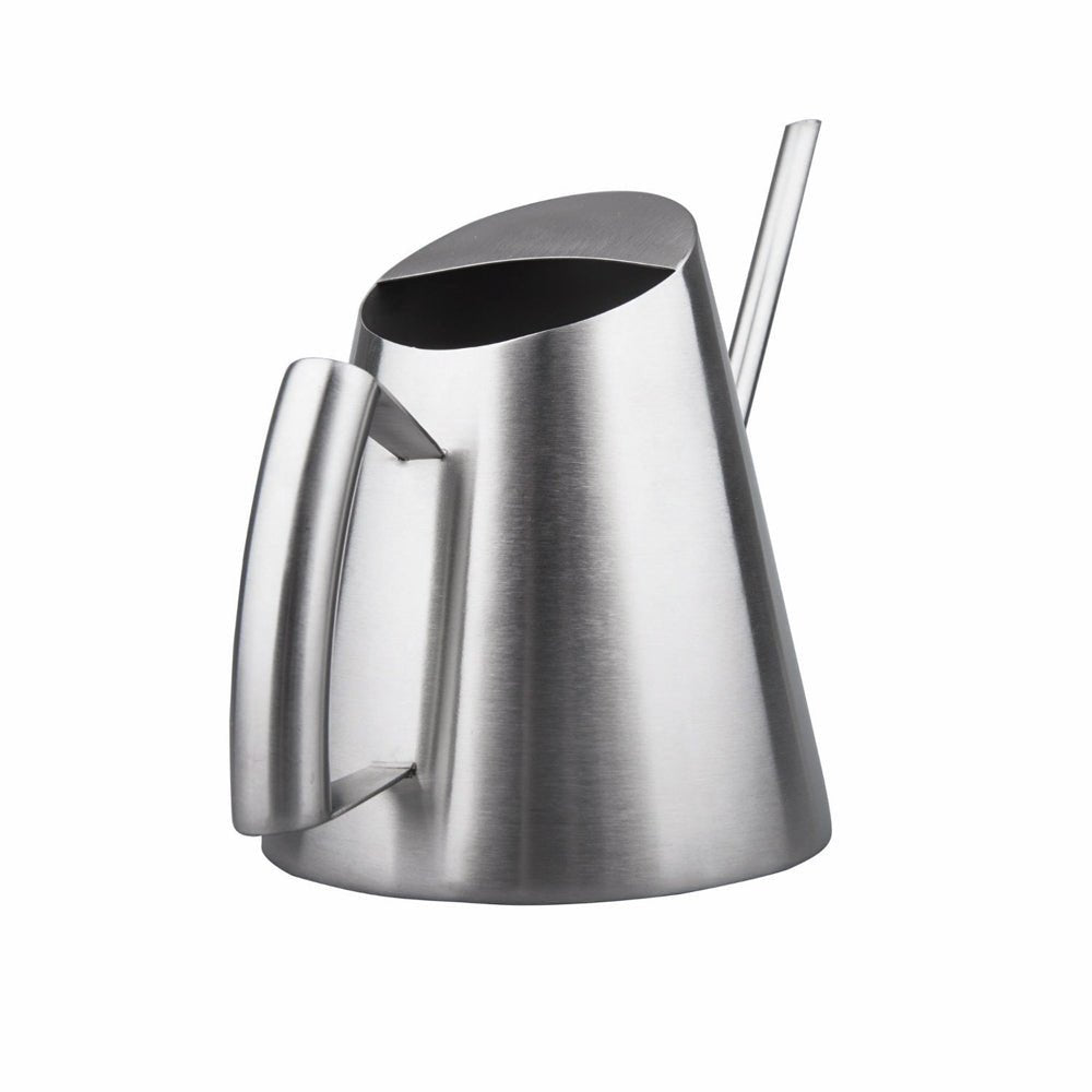 IMEEA silver stainless steel indoor watering can showing the back view