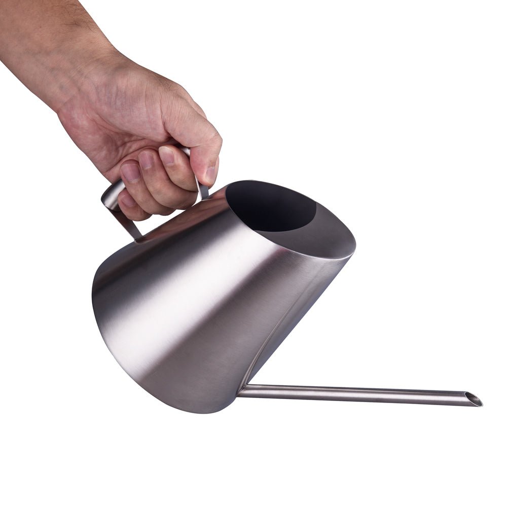 Compact IMEEA silver stainless steel indoor watering can for small plants held in hand