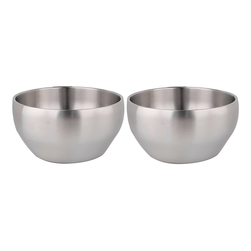 IMEEA SUS304 stainless steel bowl set with two insulated bowls displayed side by side