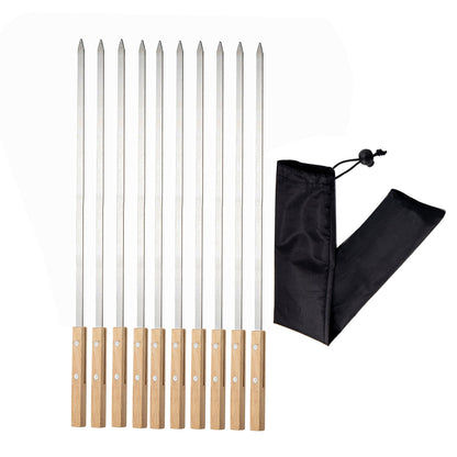 IMEEA 23.6-inch extra long stainless steel kabob skewers with wooden handles, set of 6
