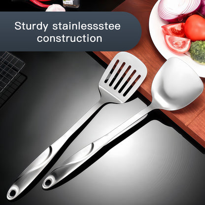 Rust-resistant stainless steel spatula set for versatile cooking use