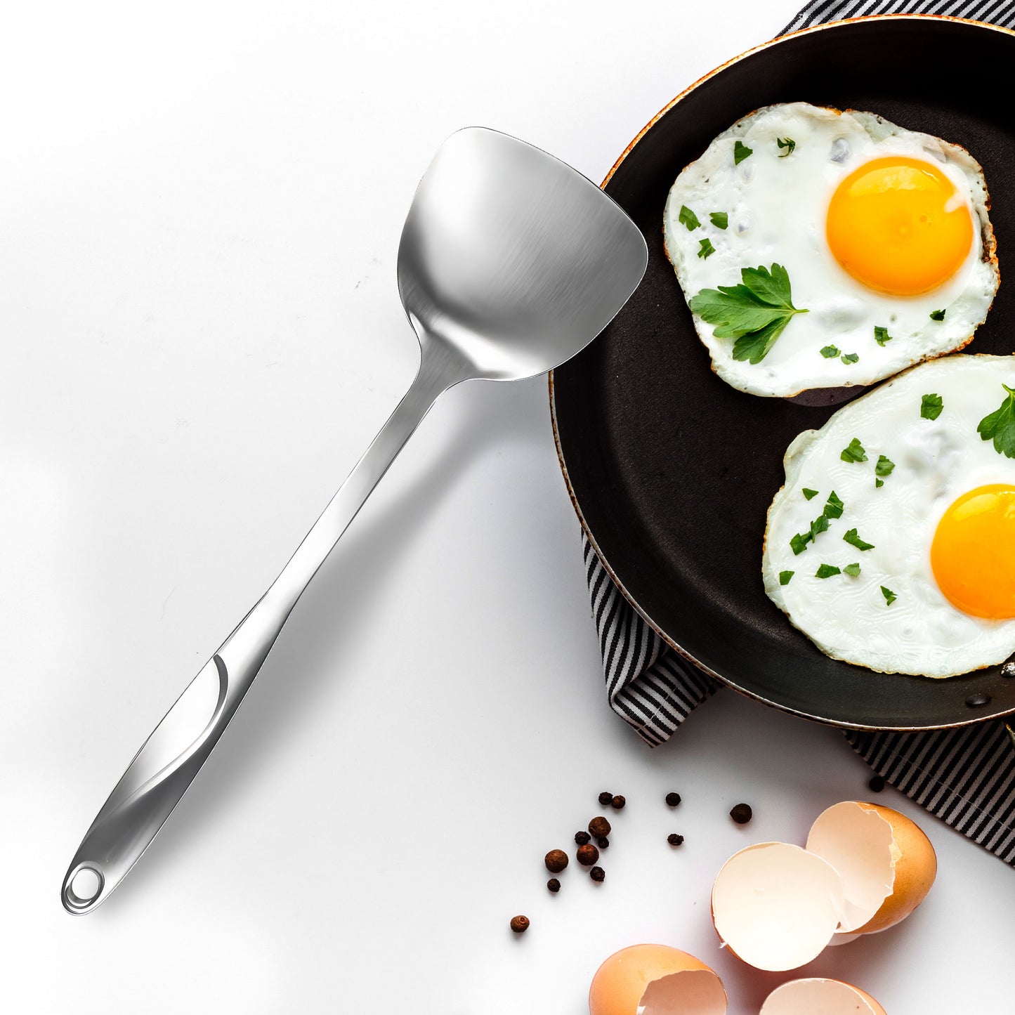 Modern stainless steel spatula set that enhances the overall kitchen aesthetic