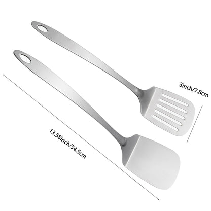 Stainless Steel Kitchen Spatula Set dimension diagram with 13.58 × 3 inch measurements