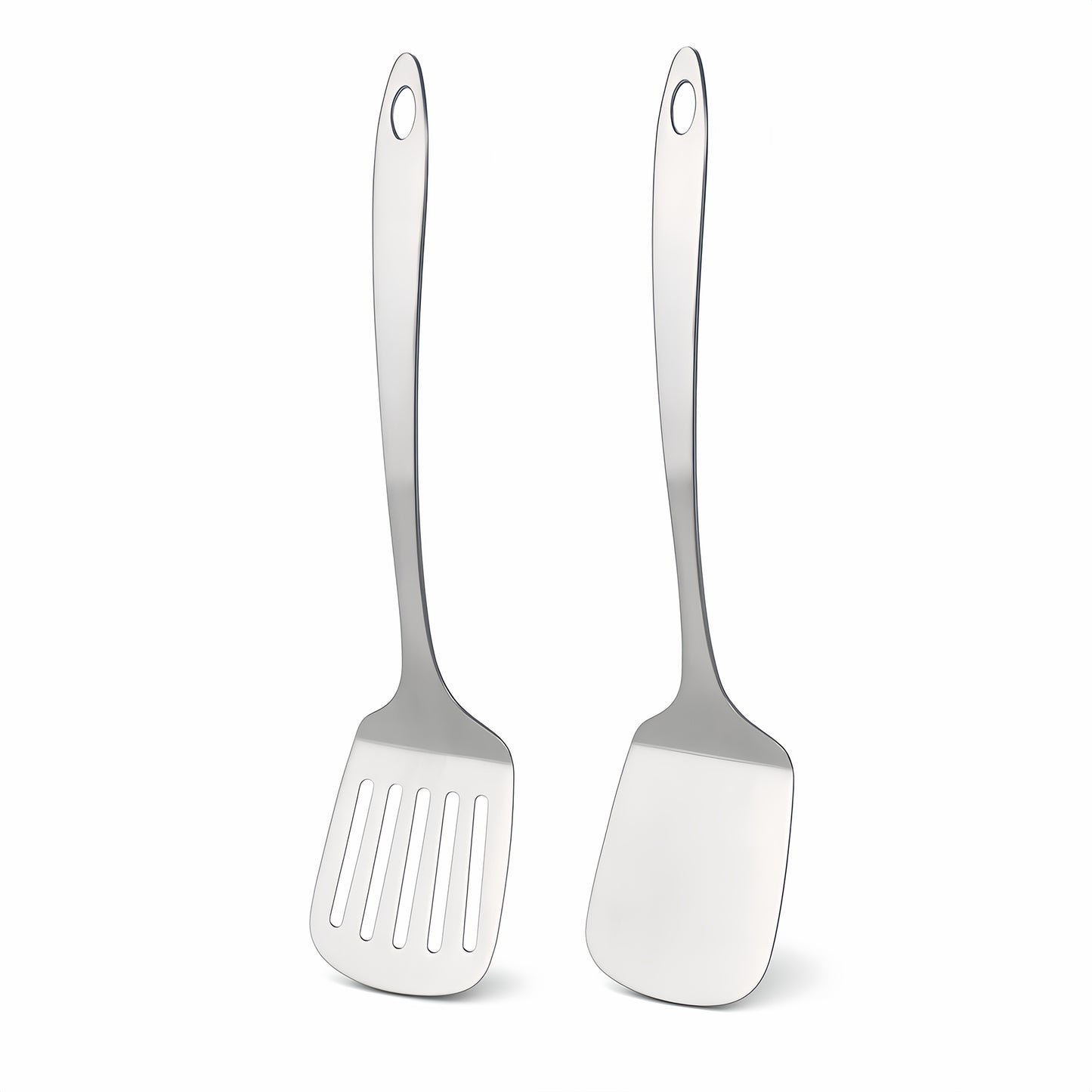 IMEEA Stainless Steel Kitchen Spatula Set 13.5 inch with solid and slotted turners for cooking, baking, grilling, and serving