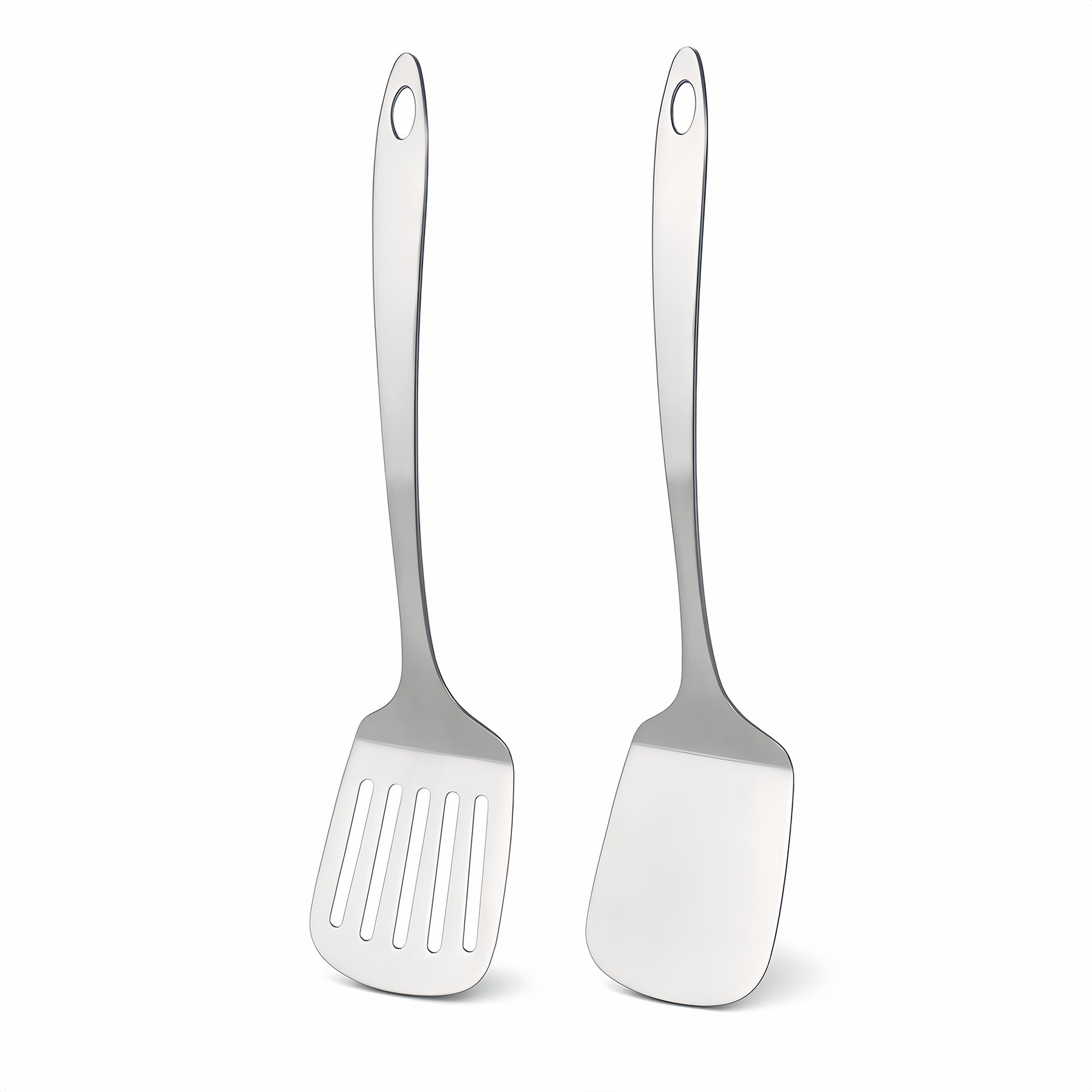 IMEEA Stainless Steel Kitchen Spatula Set 13.5 inch with solid and slotted turners for cooking, baking, grilling, and serving
