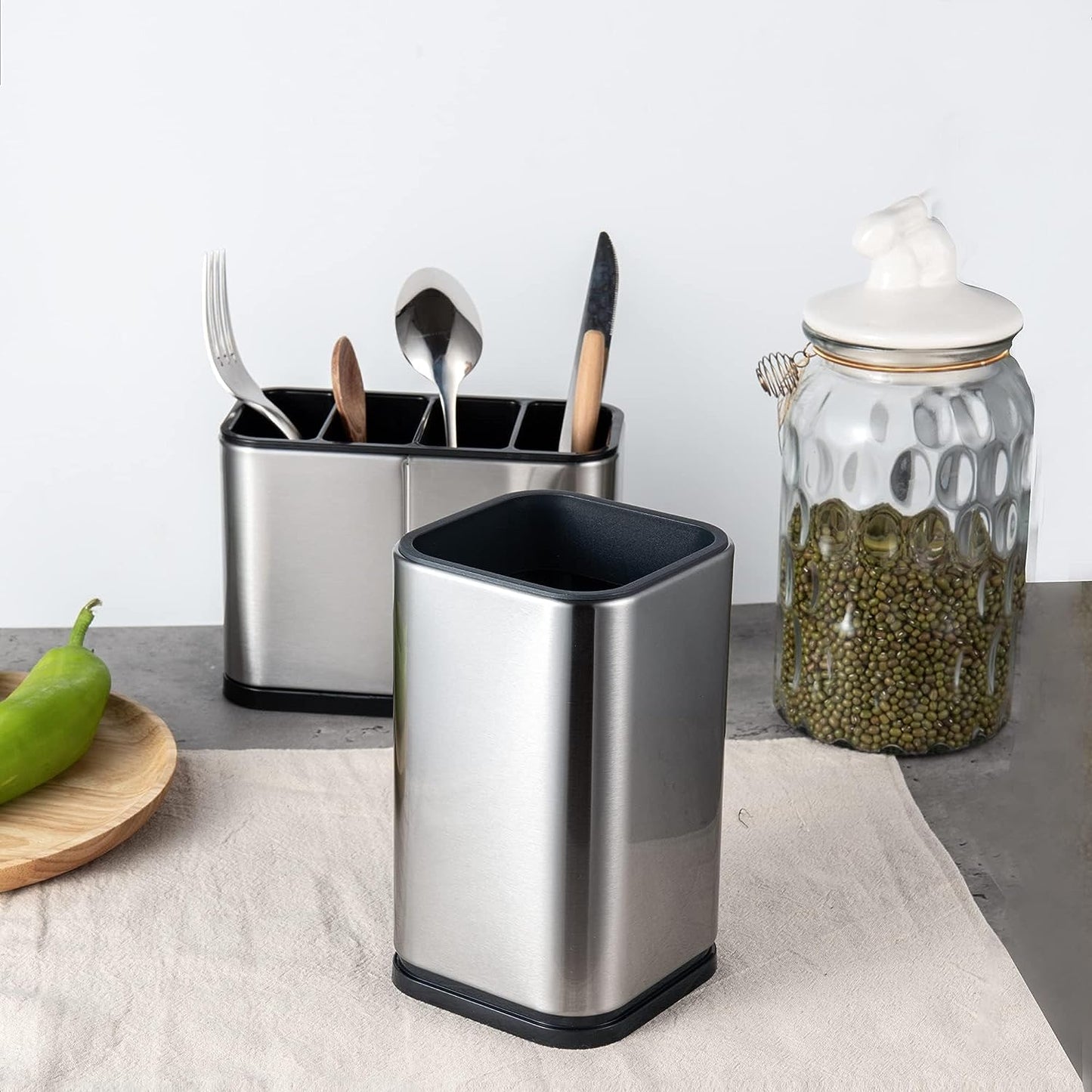 IMEEA Kitchen Storage Organizer showcasing a standalone caddy with matching holders organizing utensils behind it