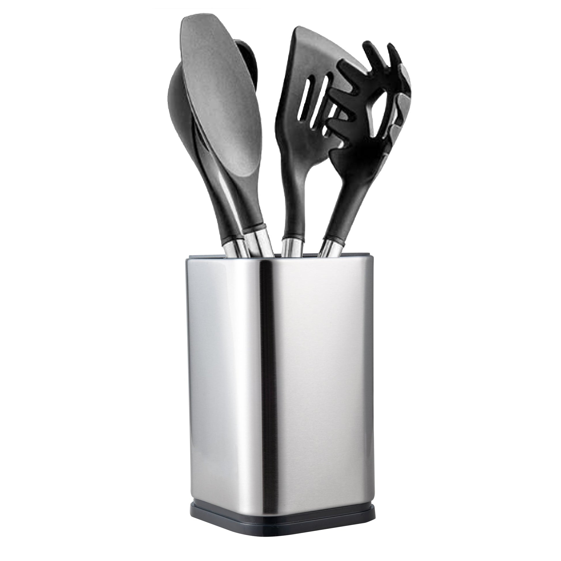 IMEEA Kitchen Utensil Caddy with brushed stainless steel finish and compact countertop organization design