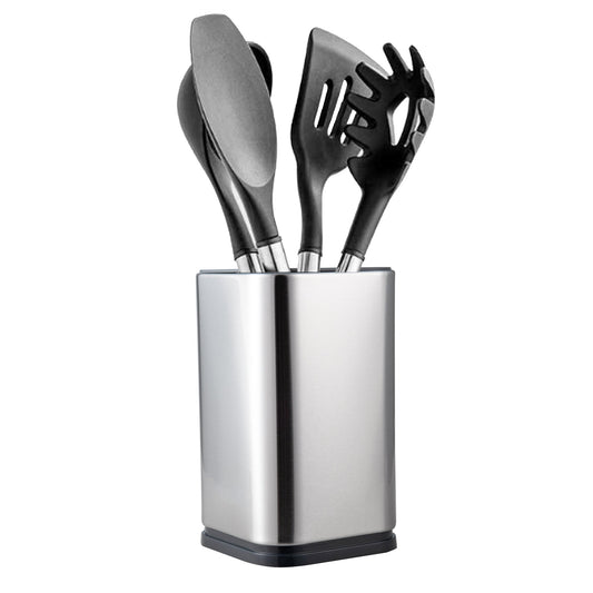 IMEEA Kitchen Utensil Caddy with brushed stainless steel finish and compact countertop organization design