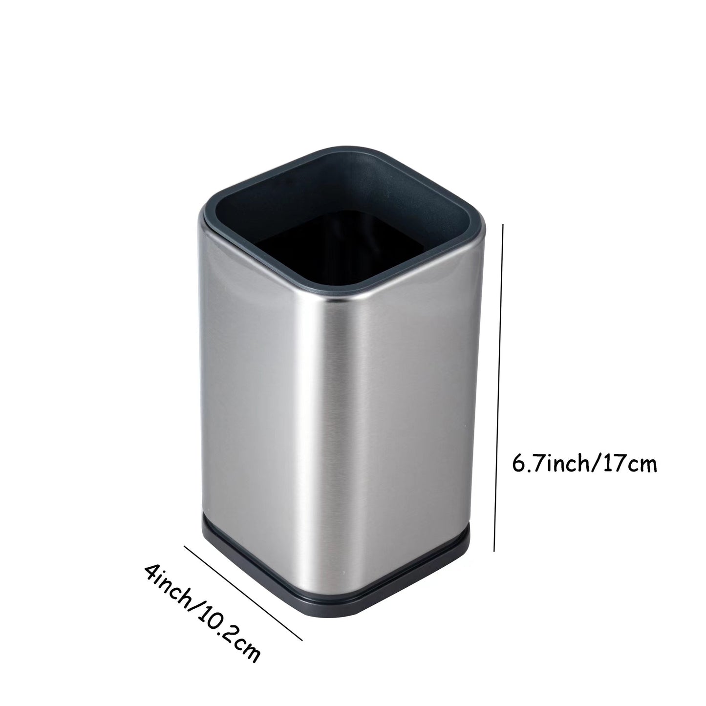 IMEEA Stainless Steel Utensil Holder size details showing 6.7inch height and 4inch width